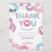 かわいいドーナツが誕生日パーティー サンキューカード (正面/裏面)