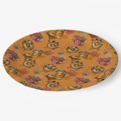 かわいいドーナツとお茶 ペーパープレート (アングル)