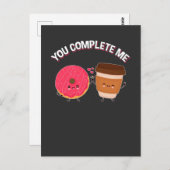 かわいいドーナツとコーヒーのドーナツ好きなカップル ポストカード (正面/裏面)