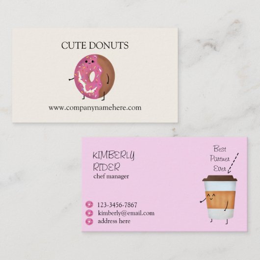 かわいいドーナツとコーヒー 名刺 (正面/裏面)