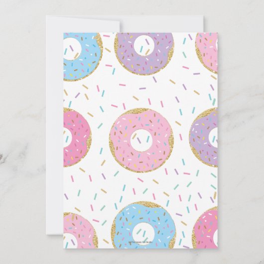 かわいいドーナツとスプリンクルズの誕生日パーティー 招待状 (裏面)