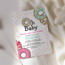 かわいいドーナツとスプリンクルズ Oh Baby | ベビーシャワー 招待状
