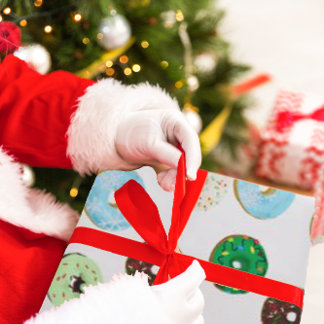 かわいいドーナツのクリスマスラッピング紙 ラッピングペーパー