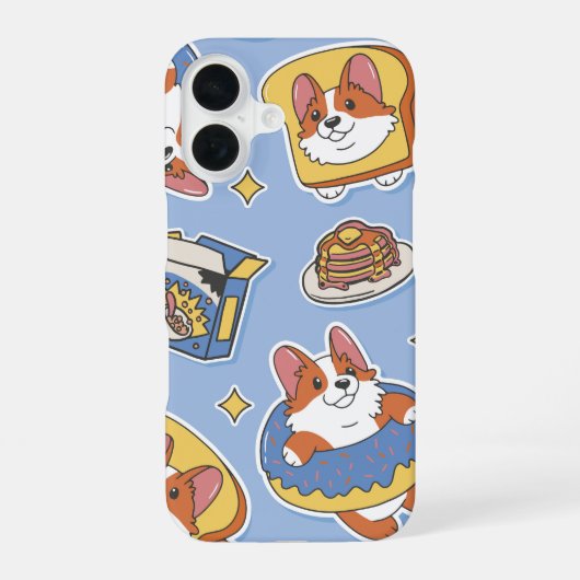 かわいいドーナツのコーギー朝食 iPhone 16ケース (裏面)