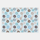 かわいいドーナツの子供のパステルの誕生日のセットストライプ。 ラッピングペーパーシート (正面2)