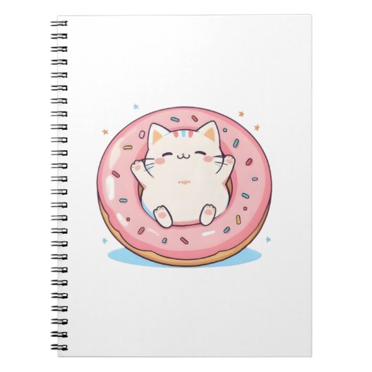 かわいいドーナツの猫 かわいいスイーツデザイン ノートブック (正面)