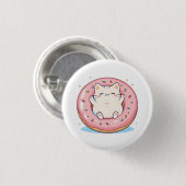かわいいドーナツの猫 かわいいスイーツデザイン 缶バッジ (正面&裏面)