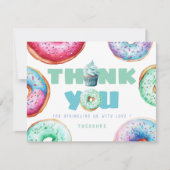 かわいいドーナツの男の子 カスタムメッセージ 子供の誕生日写真 サンキューカード (正面)