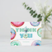 かわいいドーナツの男の子 カスタムメッセージ 子供の誕生日 写真 サンキューカード (スタンド正面)