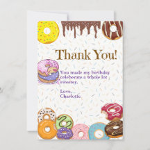 かわいいドーナツの誕生日お礼カード