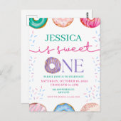 かわいいドーナツの誕生日パーティー 1歳の誕生日 ポストカード (正面/裏面)