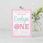 かわいいドーナツの1歳誕生日パーティー 招待状 (スタンド正面)