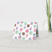 かわいいドーナツカスタムメッセージ子供の誕生日女の子の写真 サンキューカード (裏面)