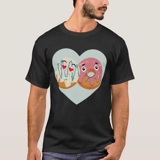 かわいいドーナツカップルTシャツ Tシャツ (正面)