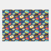 かわいいドーナツパーティーの甘い包み紙シート ラッピングペーパーシート (正面)