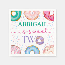 かわいいドーナツパーティースウィート2歳の誕生日 スタンダードカクテルナプキン
