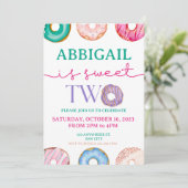 かわいいドーナツパーティースウィート2歳の誕生日 招待状 (スタンド正面)