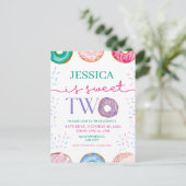 かわいいドーナツパーティー スイートツー 2歳の誕生日 ポストカード (スタンド正面)