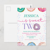 かわいいドーナツパーティー スイートツー 2歳の誕生日 ポストカード (正面/裏面)