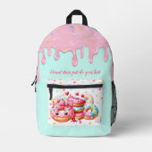 かわいいドーナツ滴着甘い女の子ピンクボウ名 プリントバックパック (正面)