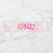 かわいいドーナツ虹の散水女の子ファースト誕生日 ペットボトルラベル (シングルラベル)