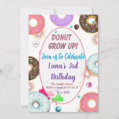 かわいいドーナツ　お誕生日会のお誘い 招待状 (正面)