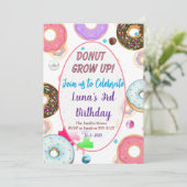 かわいいドーナツ　お誕生日会のお誘い 招待状 (スタンド正面)