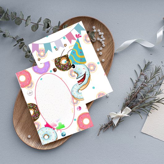 かわいいドーナツ　お誕生日会のお誘い 招待状