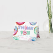 かわいいドーナツ カスタム メッセージ 子供の誕生日 女の子の写真 サンキューカード (正面)