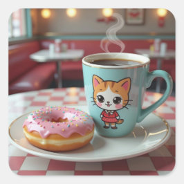 かわいいドーナツ&コーヒーアットコーヒーディナー スクエアシール