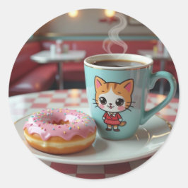 かわいいドーナツ&コーヒーアットコーヒーディナー ラウンドシール