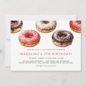 かわいいドーナツ | Sweet Kids Girlsおもしろいパーティー 招待状 (正面)