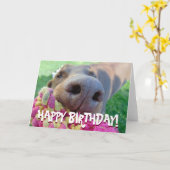 かわいいドーベルマン犬のバースデー・カード カード (黄色い花)