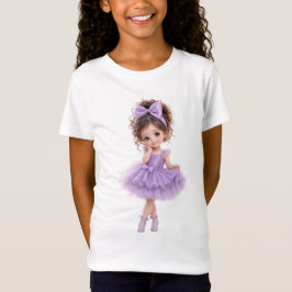 かわいいドールパープルドレス女の子Tシャツ Tシャツ