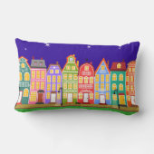 かわいいナイトタウン歩く猫枕 ランバークッション (裏面)