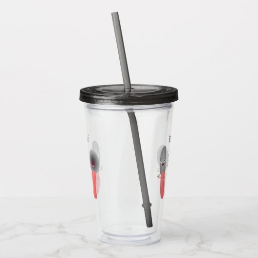 かわいいナイフのフォークとスプーン刃物の漫画 アクリルタンブラー (左)