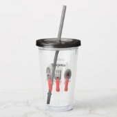 かわいいナイフのフォークとスプーン刃物の漫画 アクリルタンブラー (裏面)