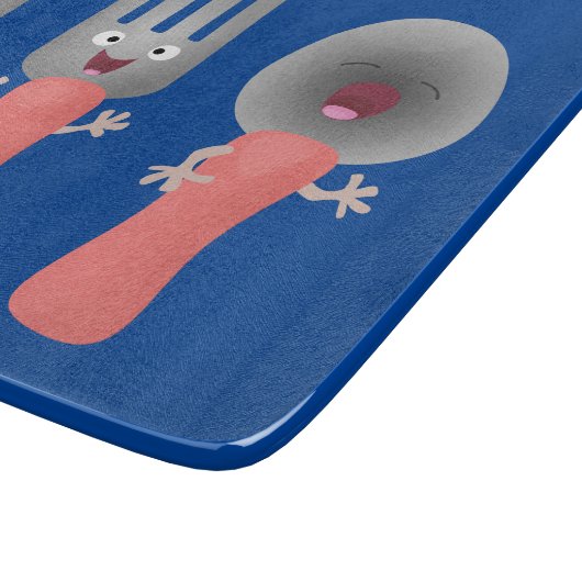 かわいいナイフのフォークとスプーン刃物の漫画 カッティングボード (角)