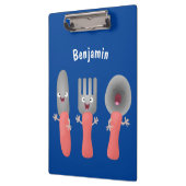 かわいいナイフのフォークとスプーン刃物の漫画 クリップボード (左)