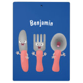 かわいいナイフのフォークとスプーン刃物の漫画 クリップボード (裏面)