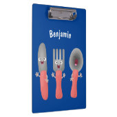 かわいいナイフのフォークとスプーン刃物の漫画 クリップボード (右)