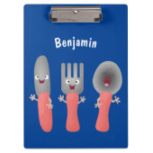 かわいいナイフのフォークとスプーン刃物の漫画 クリップボード (正面)