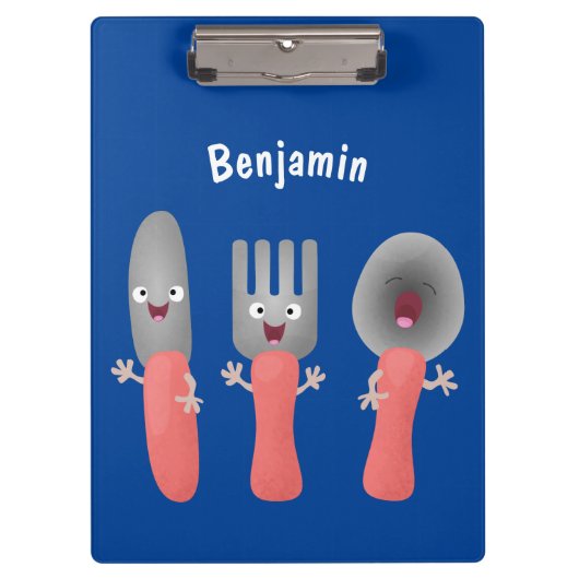 かわいいナイフのフォークとスプーン刃物の漫画 クリップボード (正面)