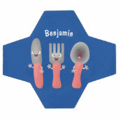 かわいいナイフのフォークとスプーン刃物の漫画 サッカーボール (フラット)