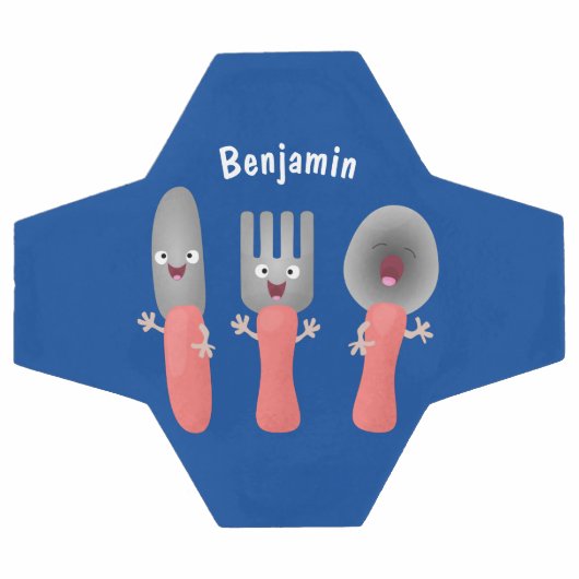 かわいいナイフのフォークとスプーン刃物の漫画 サッカーボール (フラット)