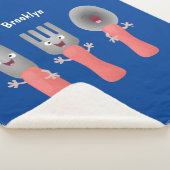 かわいいナイフのフォークとスプーン刃物の漫画 シェルパブランケット (3/4)