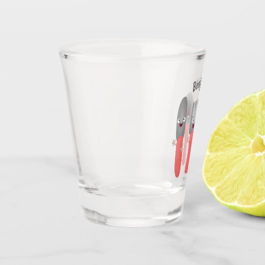 かわいいナイフのフォークとスプーン刃物の漫画 ショットグラス (左)