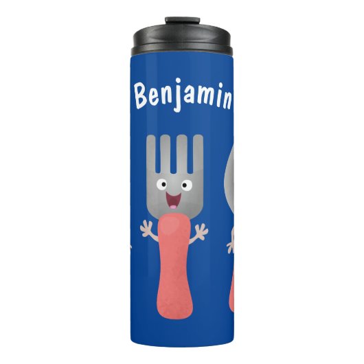 かわいいナイフのフォークとスプーン刃物の漫画 タンブラー (正面)