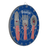 かわいいナイフのフォークとスプーン刃物の漫画 ダーツボード (正面左)