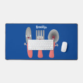 かわいいナイフのフォークとスプーン刃物の漫画 デスクマット (キーボード&マウス)